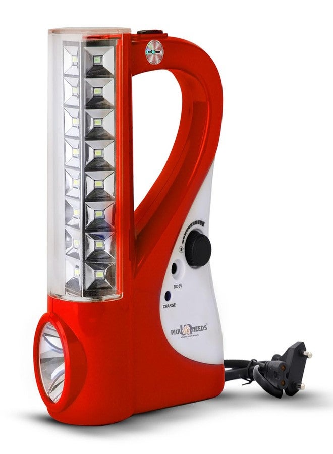 Pick Ur Needs Rechargeable Emergency 2 In1 Home LED Torch Lantern Lamp Light with 24 SMD Light Torch (Red) - Image 1